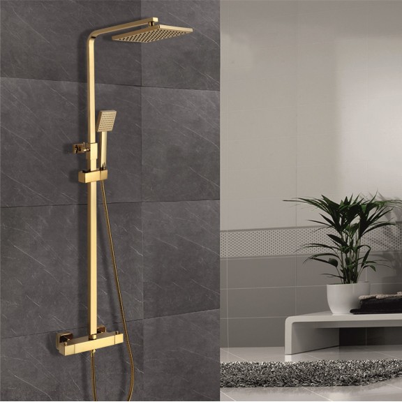 INTERCERAMIC Душ комплект, термостатен смесител, златен